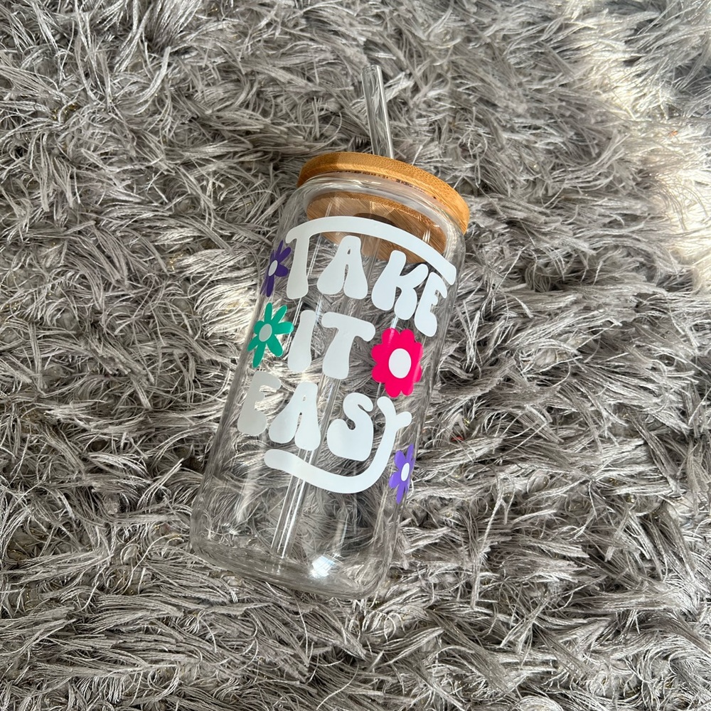Glass Libbey 16 Oz Cup “Take It Easy”